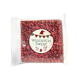 Mini kostka czekolada mleczna z malinami 25g Wesołych świąt (bez kokardki)